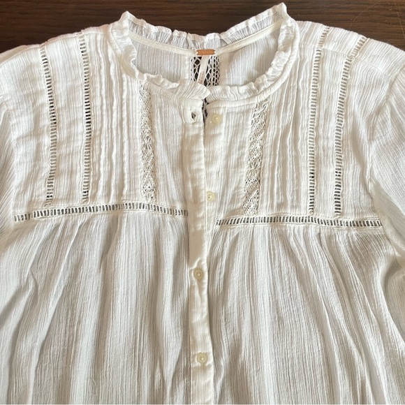 Free People Long Sleeve Button Down Gauze Top M - Picture 2 of 9